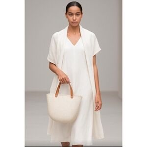 MIFUKO MEDIUM SHOPPER BEACH BASKET WOVEN WHITE  BAG